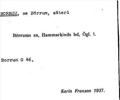 Bild på arkivkortet för arkivposten Borrum, se Börrum