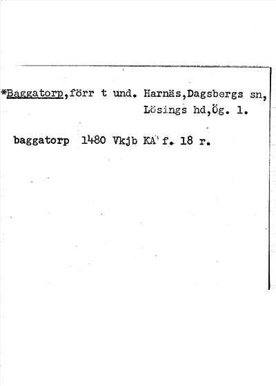 Bild på arkivkortet för arkivposten »Baggatorp