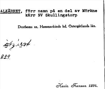 Bild på arkivkortet för arkivposten Alkärret