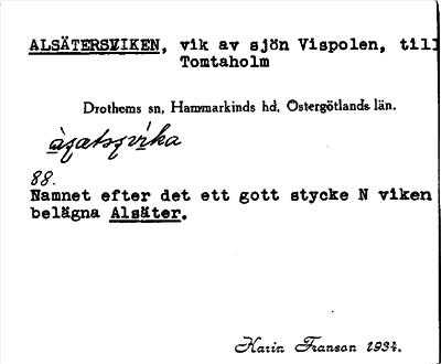 Bild på arkivkortet för arkivposten Alsätersviken