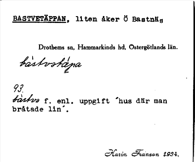 Bild på arkivkortet för arkivposten Bastvetäppan