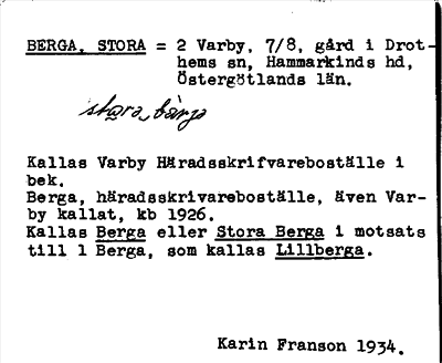 Bild på arkivkortet för arkivposten Berga, Stora