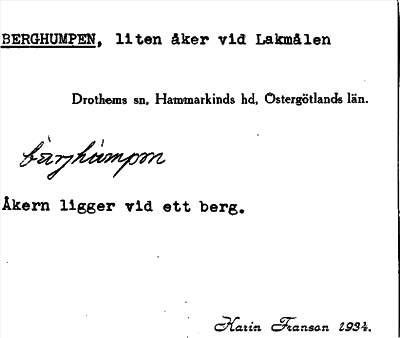 Bild på arkivkortet för arkivposten Berghumpen
