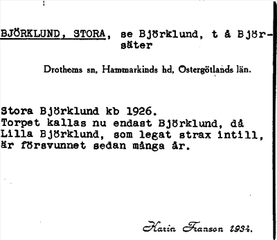 Bild på arkivkortet för arkivposten Björklund, Stora