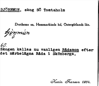 Bild på arkivkortet för arkivposten Björnmon