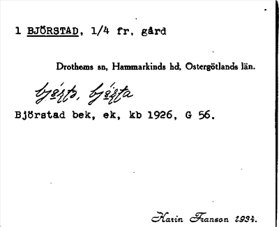 Bild på arkivkortet för arkivposten Björstad