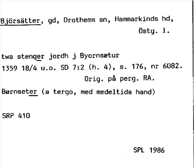 Bild på arkivkortet för arkivposten Björsätter