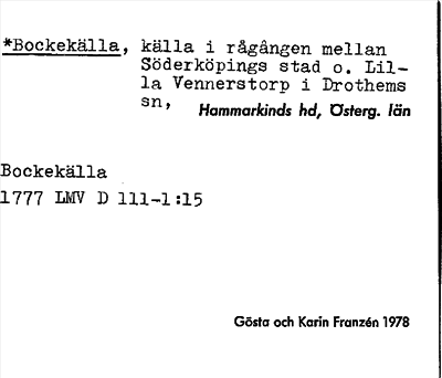 Bild på arkivkortet för arkivposten *Bockekälla