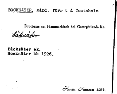 Bild på arkivkortet för arkivposten Bocksäter