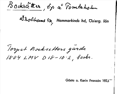 Bild på arkivkortet för arkivposten Bocksätter
