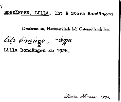 Bild på arkivkortet för arkivposten Bondängen, Lilla