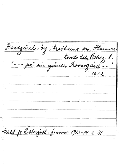 Bild på arkivkortet för arkivposten Bossgård