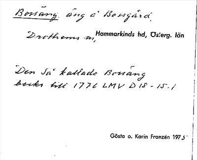 Bild på arkivkortet för arkivposten Bossäng