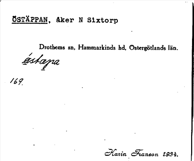 Bild på arkivkortet för arkivposten Östäppan