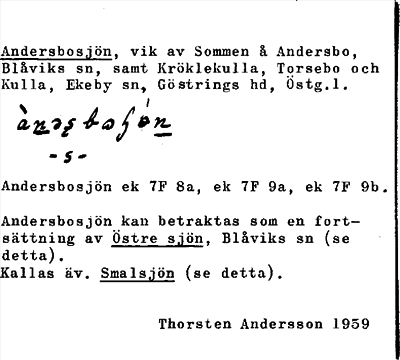 Bild på arkivkortet för arkivposten Andersbosjön