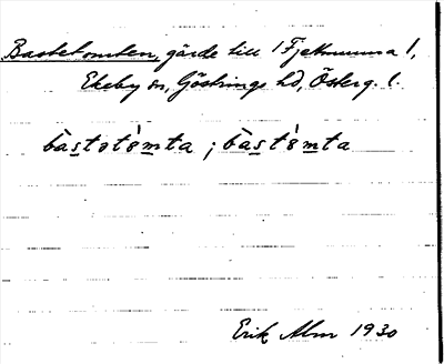 Bild på arkivkortet för arkivposten Bastetomten