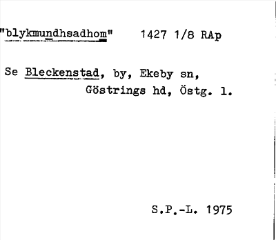 Bild på arkivkortet för arkivposten »blykmundhsadhom», se Bleckenstad