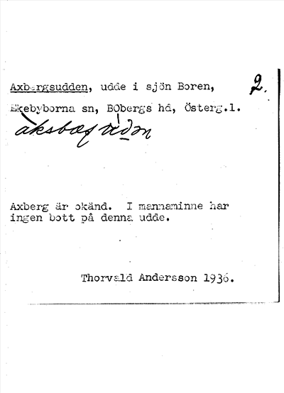Bild på arkivkortet för arkivposten Axbergsudden