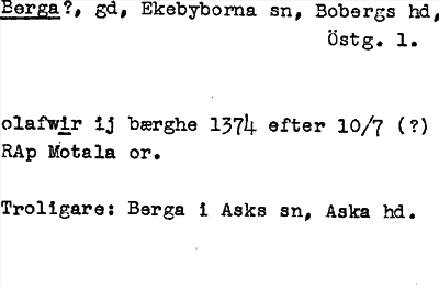 Bild på arkivkortet för arkivposten Berga?