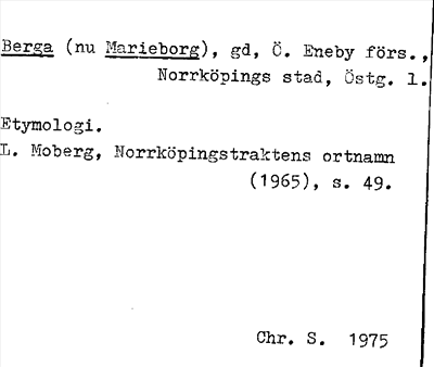 Bild på arkivkortet för arkivposten Berga (nu Marieborg)
