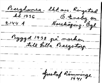 Bild på arkivkortet för arkivposten Berghamra