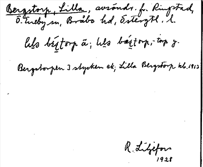 Bild på arkivkortet för arkivposten Bergstorp, Lilla