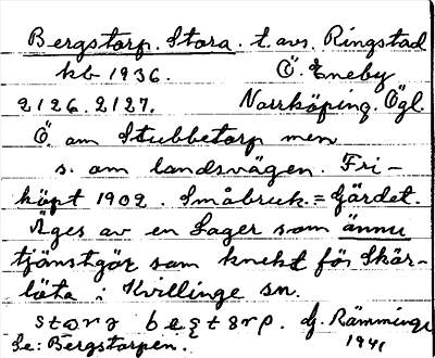 Bild på arkivkortet för arkivposten Bergstorp, Stora