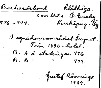 Bild på arkivkortet för arkivposten Berhardslund