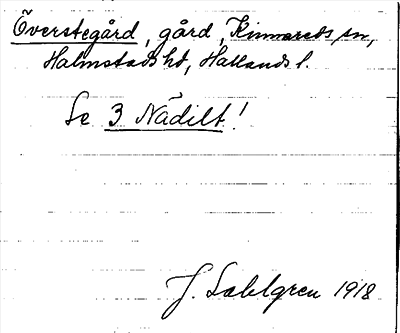 Bild på arkivkortet för arkivposten Överstegård, se 3 Nädilt