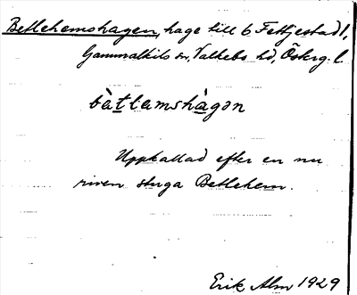 Bild på arkivkortet för arkivposten Betlehemshagen