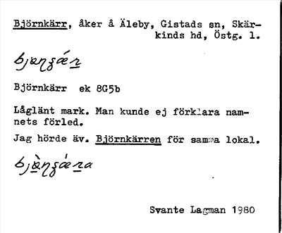 Bild på arkivkortet för arkivposten Björnkärr