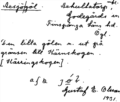Bild på arkivkortet för arkivposten Axsjö göl