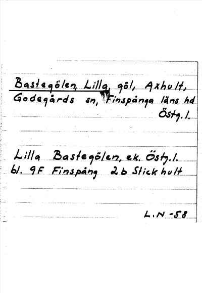 Bild på arkivkortet för arkivposten Bastagölen, Lilla