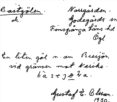 Bild på arkivkortet för arkivposten Bastgölen