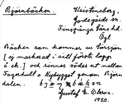 Bild på arkivkortet för arkivposten Björnbäcken