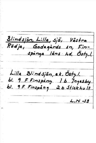 Bild på arkivkortet för arkivposten Blindsjön, Lilla