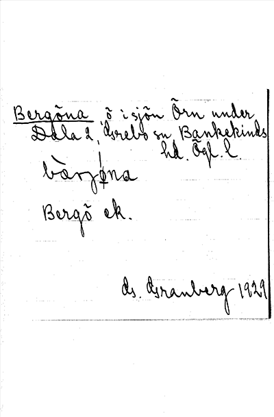Bild på arkivkortet för arkivposten Bergöna