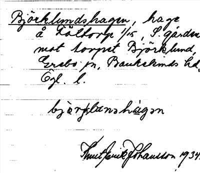 Bild på arkivkortet för arkivposten Björklundshagen