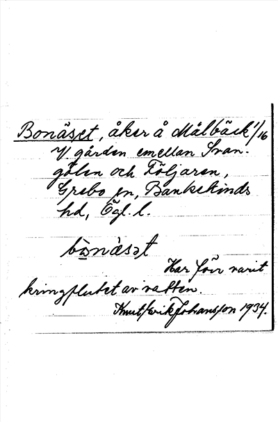 Bild på arkivkortet för arkivposten Bonäset