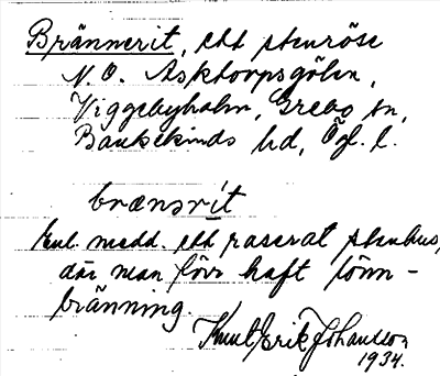 Bild på arkivkortet för arkivposten Brännerit