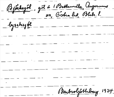 Bild på arkivkortet för arkivposten Björkegöl