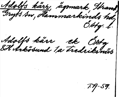 Bild på arkivkortet för arkivposten Adolfs kärr