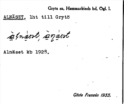 Bild på arkivkortet för arkivposten Alnäset