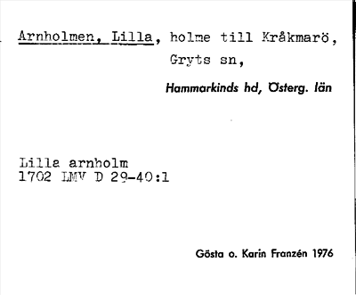 Bild på arkivkortet för arkivposten Arnholmen, Lilla