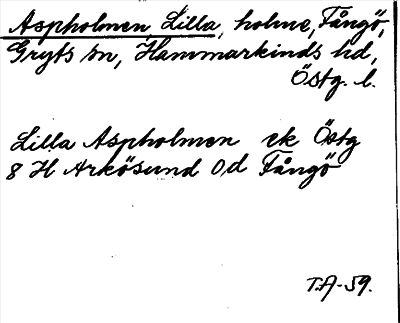 Bild på arkivkortet för arkivposten Aspholmen, Lilla