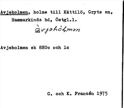 Bild på arkivkortet för arkivposten Avjeholmen