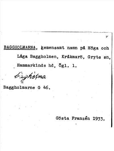 Bild på arkivkortet för arkivposten Baggholmarna