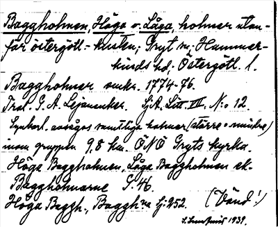 Bild på arkivkortet för arkivposten Baggholmen, Höga o. Låga