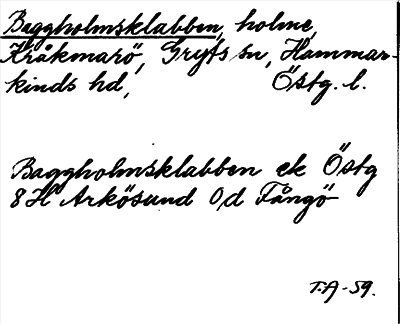 Bild på arkivkortet för arkivposten Baggholmsklabben