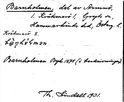 Bild på arkivkortet för arkivposten Barnholmen